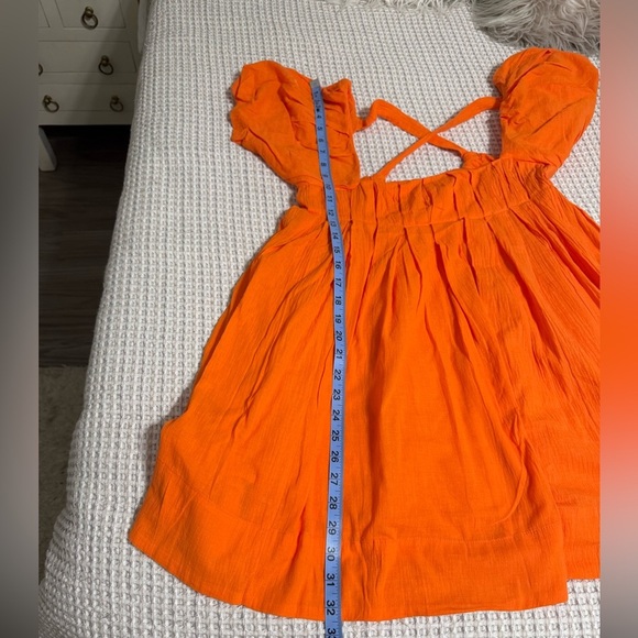 Bright Orange Puff Sleeve Mini Dress - Picture 13 of 13